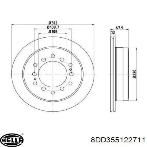 Тормозные диски 8DD355122711 HELLA