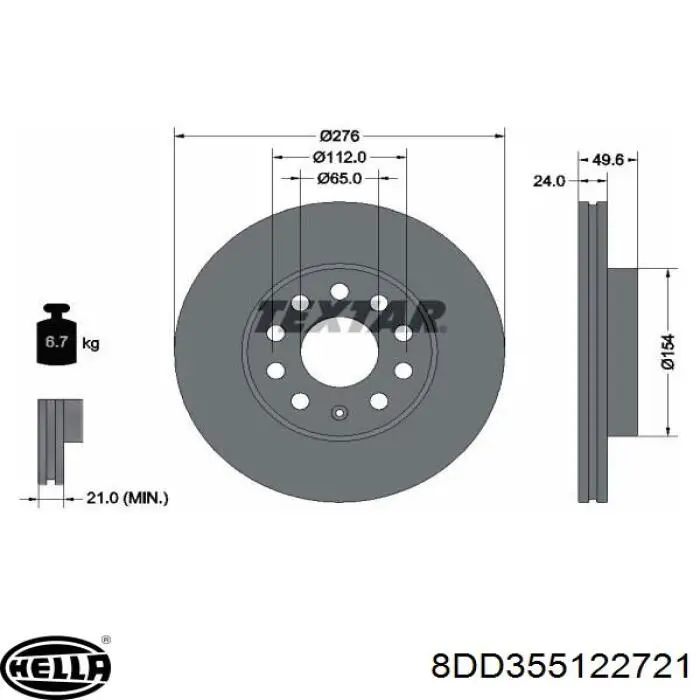 Купить 8DD355122721 HELLA Ротор тормозной