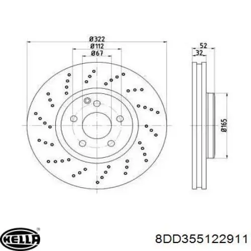 Передние тормозные диски 8DD355122911 HELLA