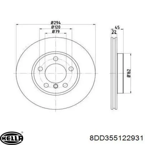 Передние тормозные диски 8DD355122931 HELLA