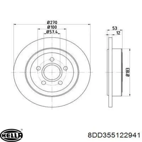 Тормозные диски 8DD355122941 HELLA