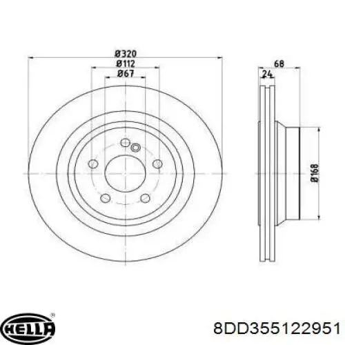 8DD355122951 HELLA disco do freio traseiro