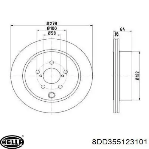 8DD355123101 HELLA disco do freio traseiro