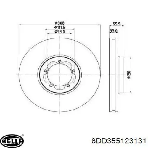 8DD355123131 HELLA disco do freio dianteiro