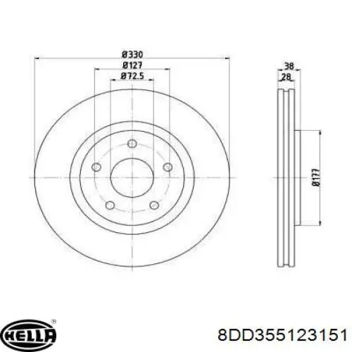 Передние тормозные диски 8DD355123151 HELLA