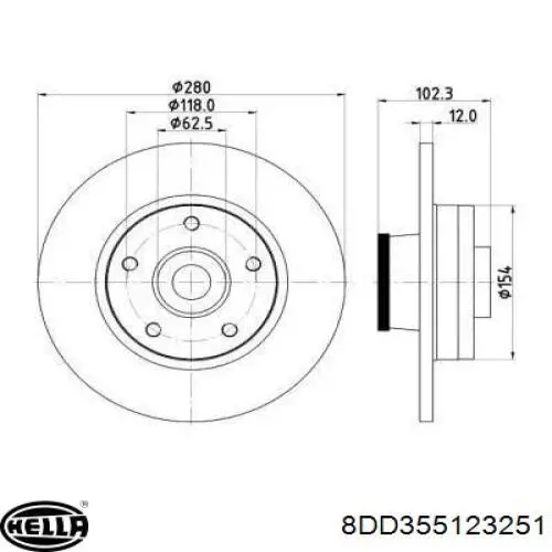 Тормозные диски 8DD355123251 HELLA