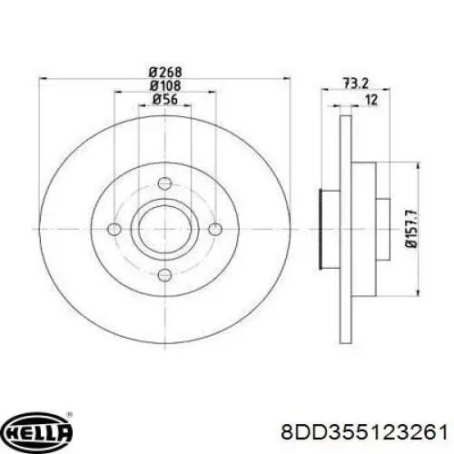 Тормозные диски 8DD355123261 HELLA