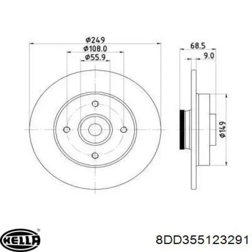 Тормозные диски 8DD355123291 HELLA