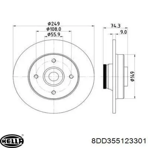 Тормозные диски 8DD355123301 HELLA