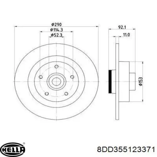 Тормозные диски 8DD355123371 HELLA