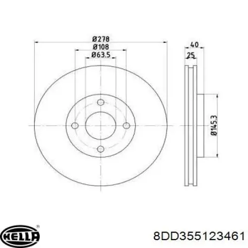 Передние тормозные диски 8DD355123461 HELLA