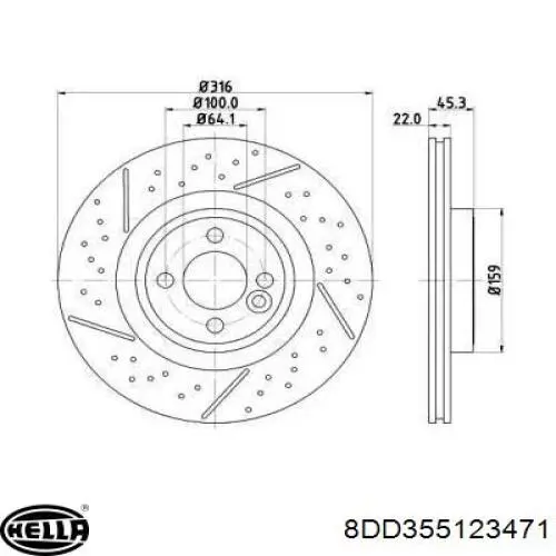 Передние тормозные диски 8DD355123471 HELLA