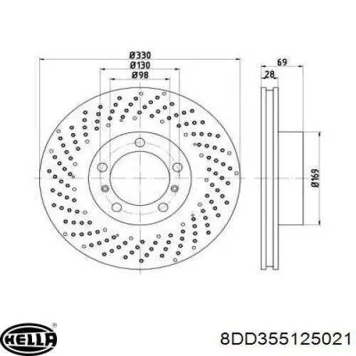 8DD355125021 HELLA disco do freio dianteiro