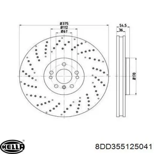 Передние тормозные диски 8DD355125041 HELLA