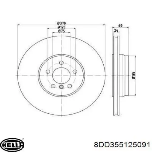 Тормозные диски 8DD355125091 HELLA