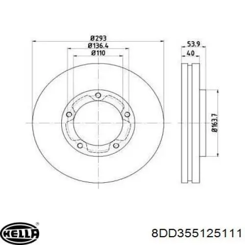 Передние тормозные диски 8DD355125111 HELLA