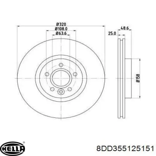 Передние тормозные диски 8DD355125151 HELLA