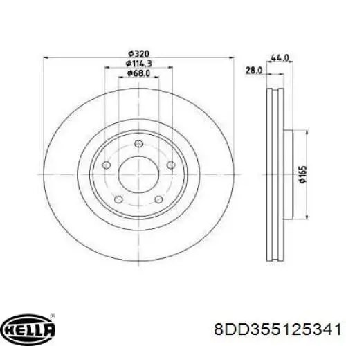 Передние тормозные диски 8DD355125341 HELLA