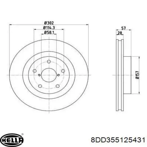 Передние тормозные диски 8DD355125431 HELLA