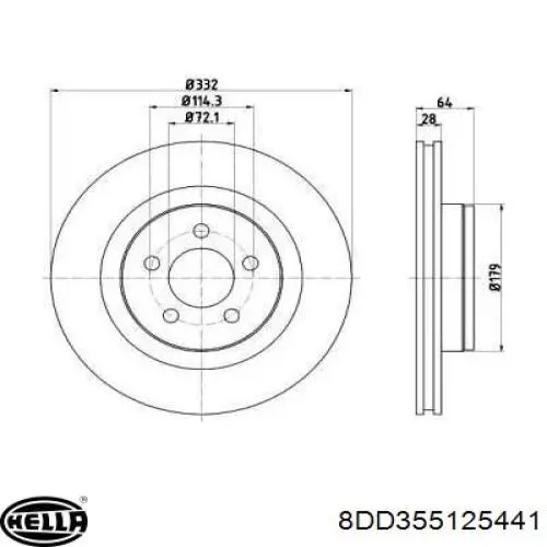 Передние тормозные диски 8DD355125441 HELLA