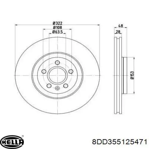 Передние тормозные диски 8DD355125471 HELLA