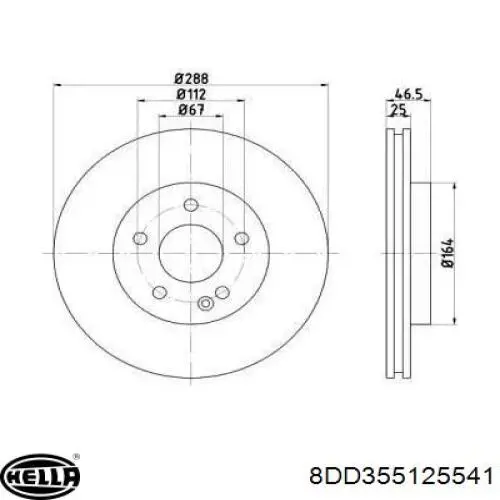 Передние тормозные диски 8DD355125541 HELLA