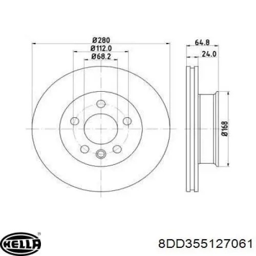 Передние тормозные диски 8DD355127061 HELLA