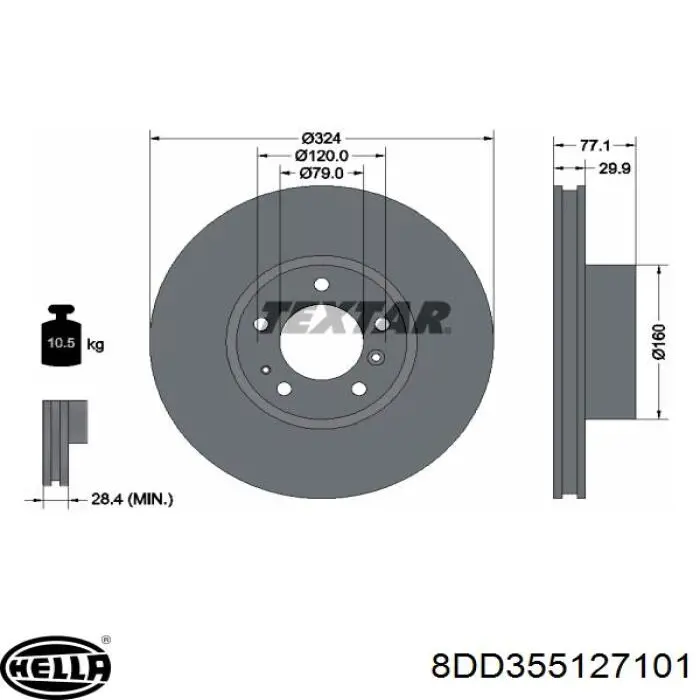Купить 8DD355127101 HELLA Ротор тормозной