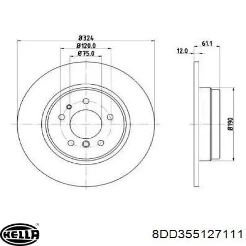 Тормозные диски 8DD355127111 HELLA