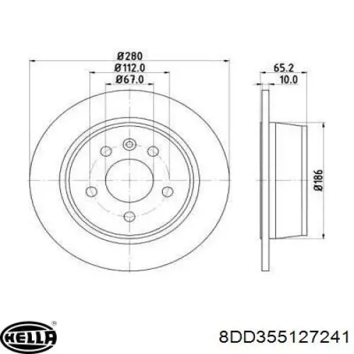 Задний тормозной диск HELLA 8DD355127241 цена, от 31.53 USD