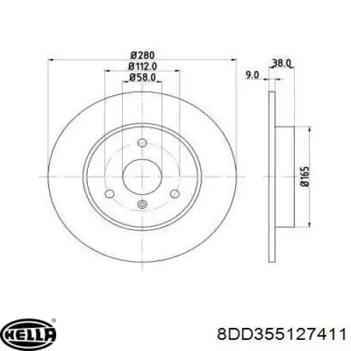 Передние тормозные диски 8DD355127411 HELLA