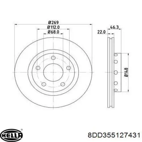 Тормозные диски 8DD355127431 HELLA