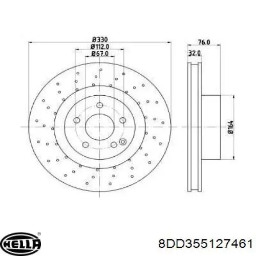 Передние тормозные диски 8DD355127461 HELLA