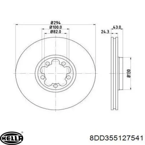 Передние тормозные диски 8DD355127541 HELLA