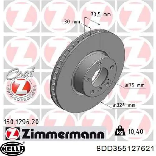 Купить 8DD355127621 HELLA Ротор тормозной