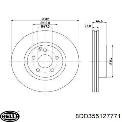 Передние тормозные диски 8DD355127771 HELLA