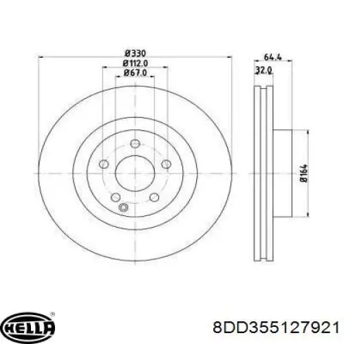 Передние тормозные диски 8DD355127921 HELLA