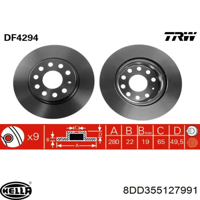 Купить 8DD355127991 HELLA Ротор тормозной