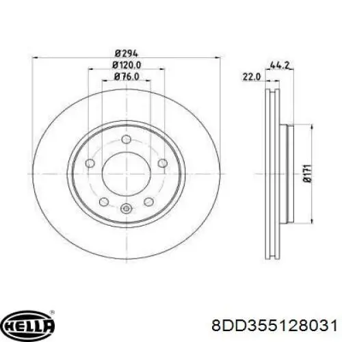 8DD355128031 HELLA Дисковый тормоз