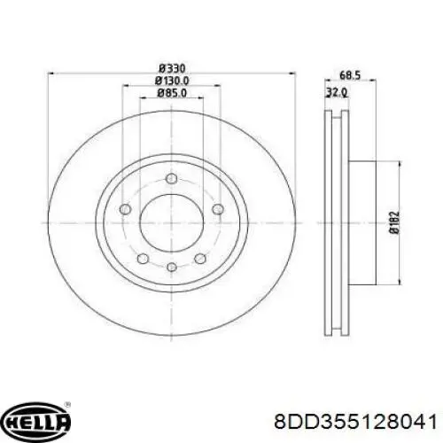 Передние тормозные диски 8DD355128041 HELLA