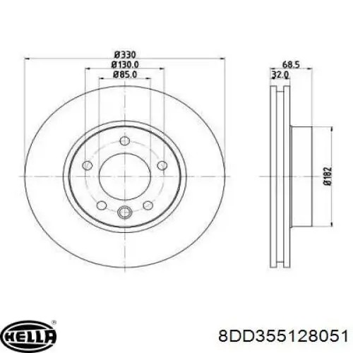 Передние тормозные диски 8DD355128051 HELLA