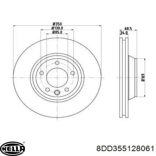 Передние тормозные диски 8DD355128061 HELLA