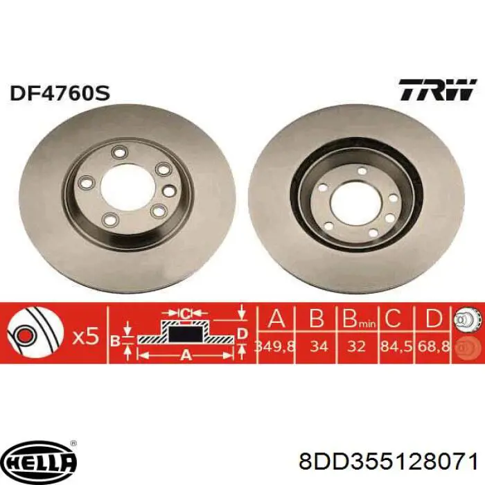 Купить 8DD355128071 HELLA Ротор тормозной