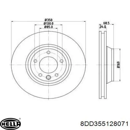 Передние тормозные диски 8DD355128071 HELLA