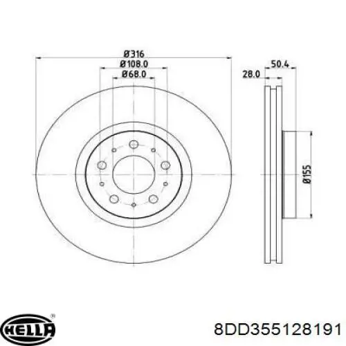 Передние тормозные диски 8DD355128191 HELLA