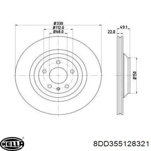 Тормозные диски 8DD355128321 HELLA