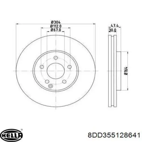 Купить 8DD355128641 HELLA Ротор тормозной