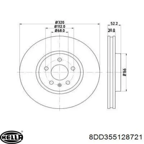 Передние тормозные диски 8DD355128721 HELLA