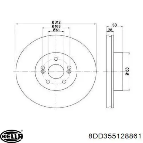 Передние тормозные диски 8DD355128861 HELLA