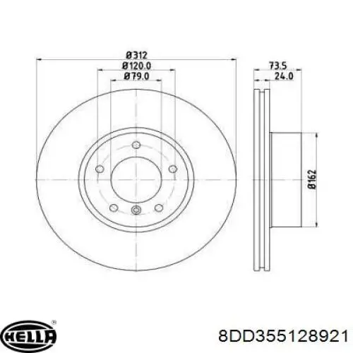 Передние тормозные диски 8DD355128921 HELLA